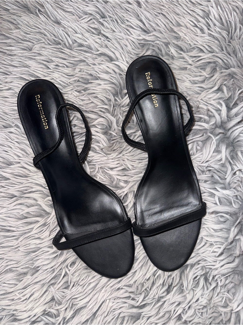 Reformation Black Minimal Sling Back Kitten Heel